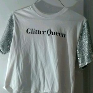 Public library Glitter Queen crop t-shirt